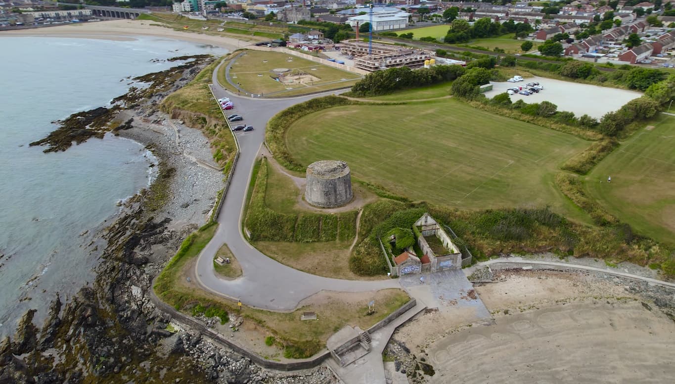 Balbriggan's Martello Tower (1805), northernmost of 12 coastal defense towers built during Napoleonic times.